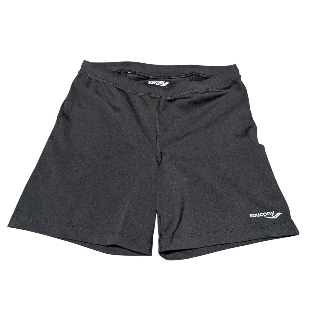 Saucony Athletic Shorts Womens M Black Running Zipper Pocket Performance Gym